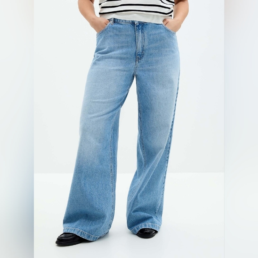 Contemporaine Simons Light Blue Wide Leg High Rise Jeans Organic Cotton Size 30
